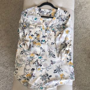 Maurices Floral button sleeve blouse v neck